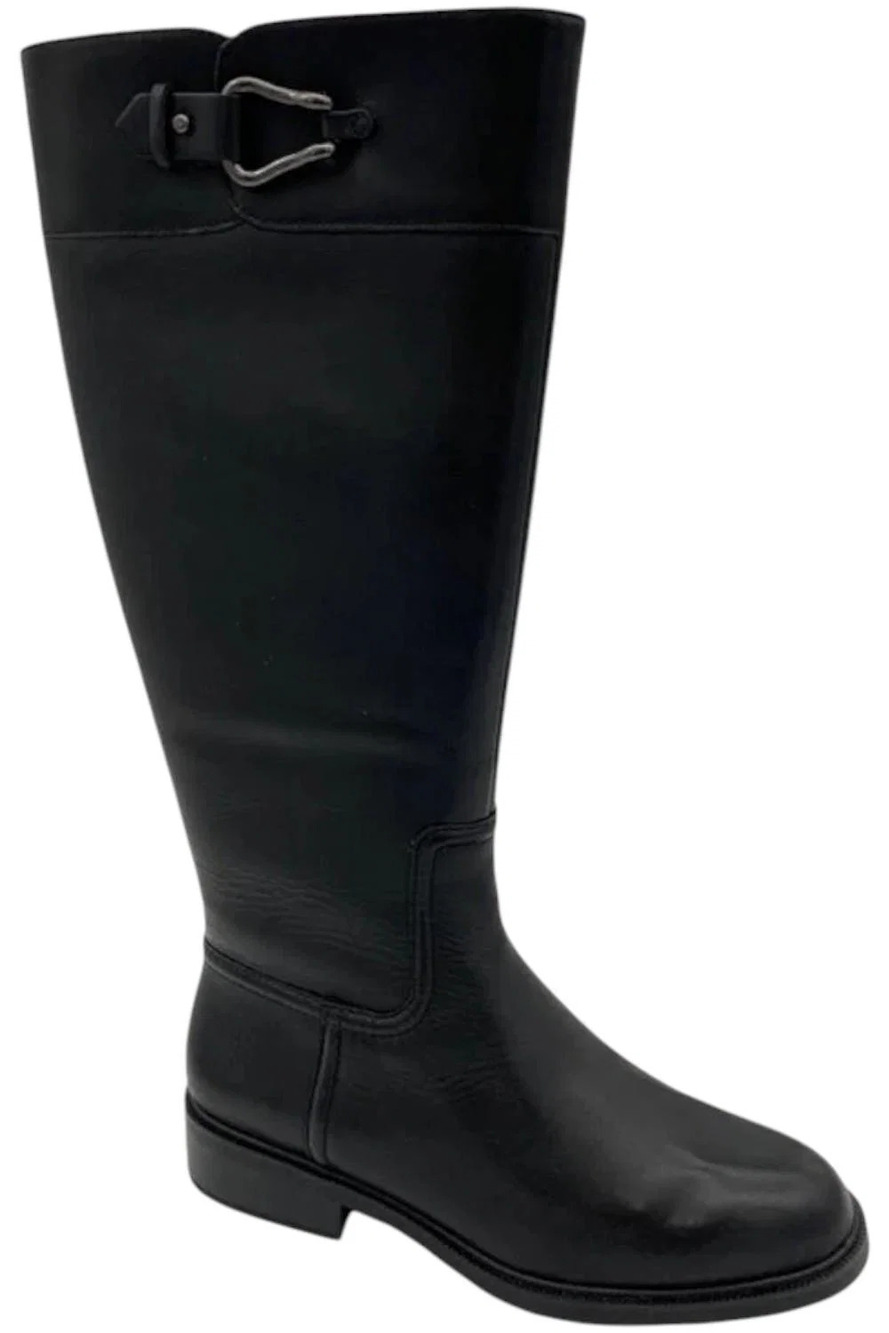 Vince Camuto Medium Calf Leather Riding Boots Andalian Black - Wide
